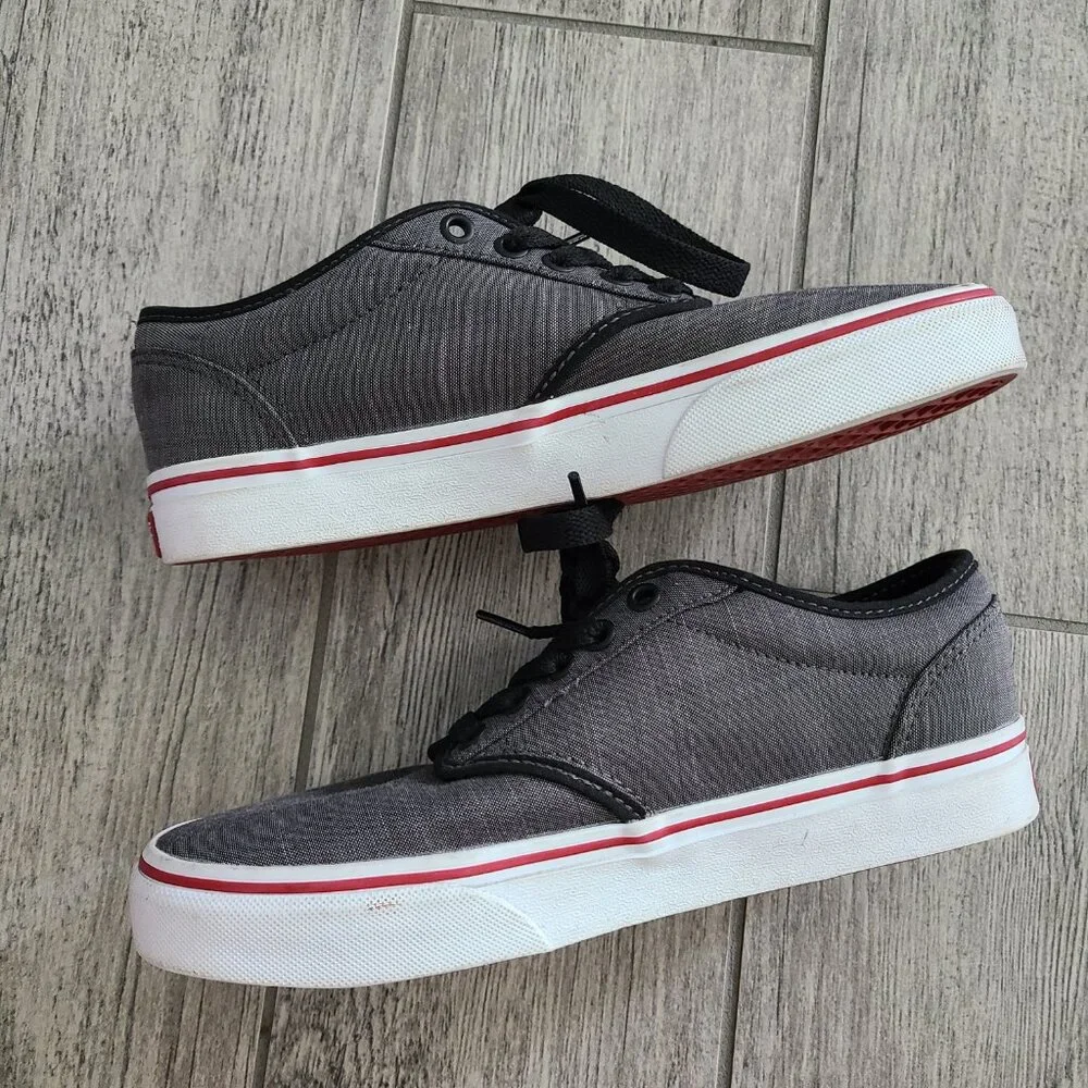 Vans mens Atwood textile black grey and red low top canvas sneakers size 7